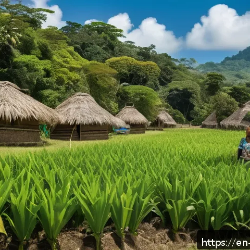 자메이카의 주요 역사적 사건 - A vibrant scene depicting the Taíno people in pre-colonial Jamaica, showcasing their agricultural pr...